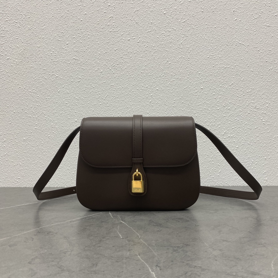 Celine Tabou Shoulder Bag In Smooth Calfskin Dark Coffee 196583